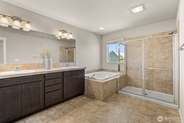 2846 Anna St NE, Lacey, WA 98516 - bathroom with a bath, a stall shower, and double vanity