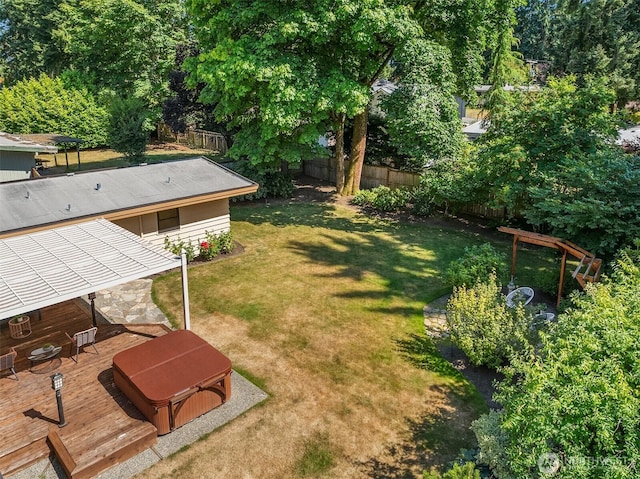 16223 NE 26th St, Bellevue, WA 98008 - view of yard featuring a hot tub and a deck