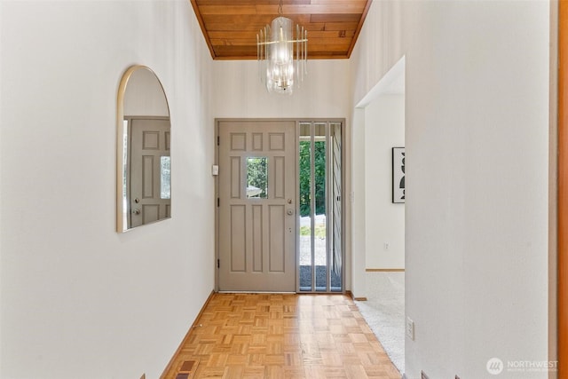 17726 NE 26th St, Redmond, WA 98052 - foyer featuring wooden ceiling and a chandelier