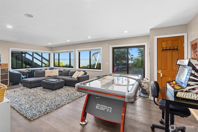 10212 SW 127th St, Vashon, WA 98070 - game room with wood finished floors and recessed lighting