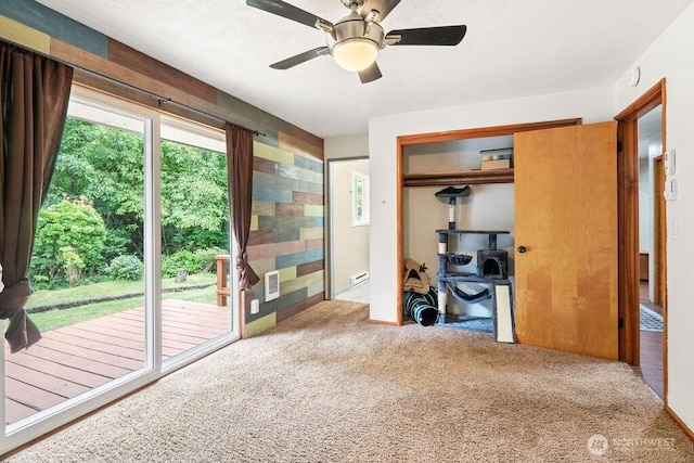 1315 Thomas St, Aberdeen, WA 98520 - unfurnished bedroom featuring access to outside, carpet floors, a closet, and a ceiling fan