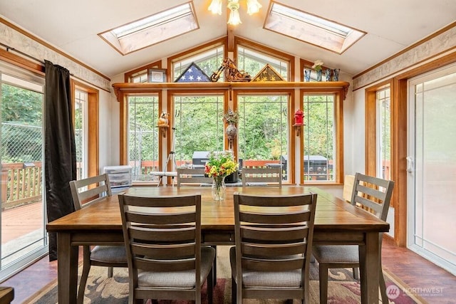 1315 Thomas St, Aberdeen, WA 98520 - sunroom featuring a skylight, vaulted ceiling, and french doors