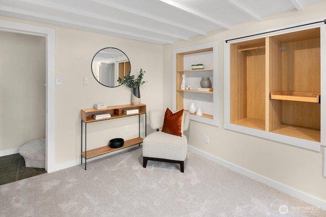 5041 Baker Ave NW, Seattle, WA 98107 - sitting room with beam ceiling and carpet floors