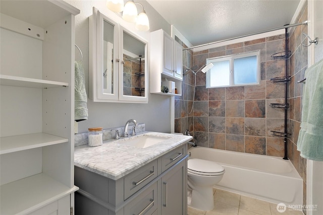 5701 38th Ct SE, Lacey, WA 98503 - bathroom featuring vanity, shower / tub combination, and tile patterned floors