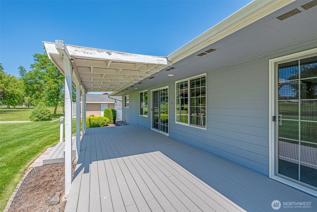 19214 Lakeview Dr, Soap Lake, WA 98851 - wooden terrace featuring a yard