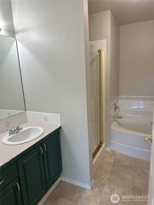 515 W Kellogg Rd, Bellingham, WA 98226 - bathroom with vanity, a bath, and a shower stall