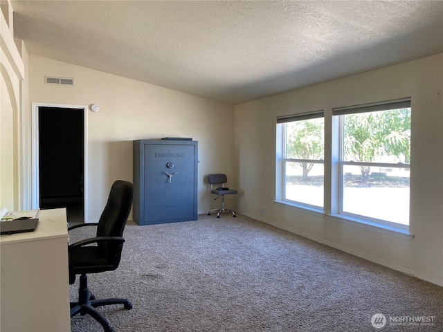 4820 NE 7.5 Rd, Moses Lake, WA 98837 - carpeted home office featuring a textured ceiling and lofted ceiling