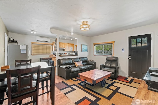 1313 Front St, Leavenworth, WA 98826 - living room with an AC wall unit and light wood-style floors
