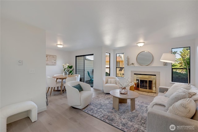 25015 110th Ave SE Unit B, Kent, WA 98030 - living area featuring wood finished floors and a fireplace