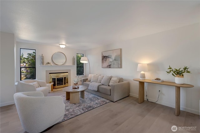 25015 110th Ave SE Unit B, Kent, WA 98030 - living room with light wood-type flooring and a tiled fireplace