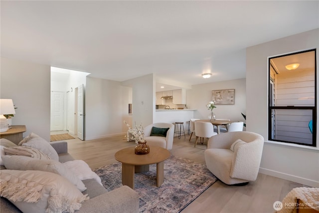 25015 110th Ave SE Unit B, Kent, WA 98030 - living area featuring light wood-style flooring and baseboards