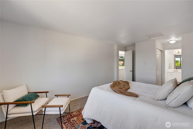 25015 110th Ave SE Unit B, Kent, WA 98030 - bedroom with carpet, attic access, and ensuite bathroom