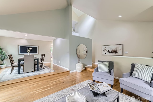 14111 NE 63rd Ct, Redmond, WA 98052 - living room with high vaulted ceiling and light wood finished floors