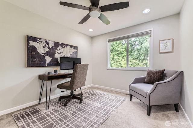 14111 NE 63rd Ct, Redmond, WA 98052 - carpeted office space with ceiling fan and recessed lighting