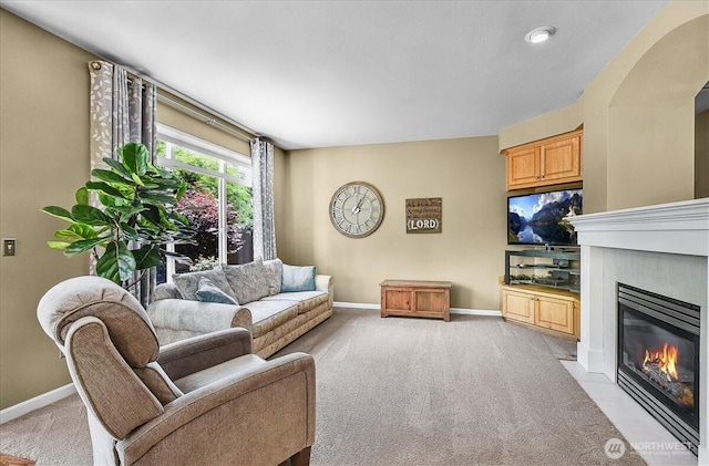 25004 163rd Pl SE, Covington, WA 98042 - living area with light colored carpet and a fireplace with flush hearth