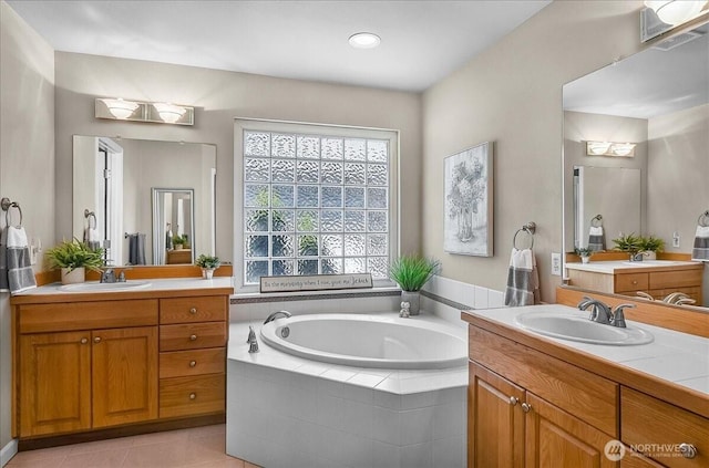 25004 163rd Pl SE, Covington, WA 98042 - full bath with two vanities, a bath, and tile patterned flooring