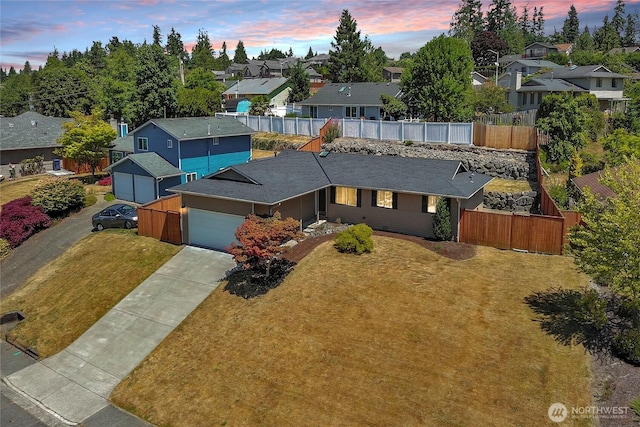8851 48th Pl W, Mukilteo, WA 98275 - view of front of property with a residential view, concrete driveway, and a garage