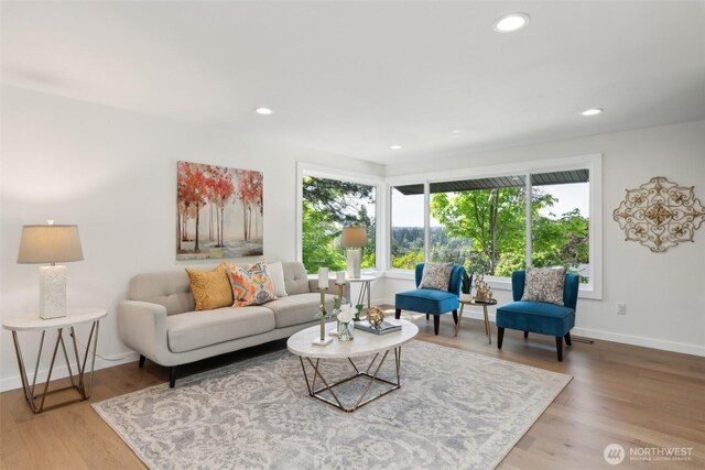 2204 139th Pl SE, Bellevue, WA 98005 - living room featuring recessed lighting and wood finished floors