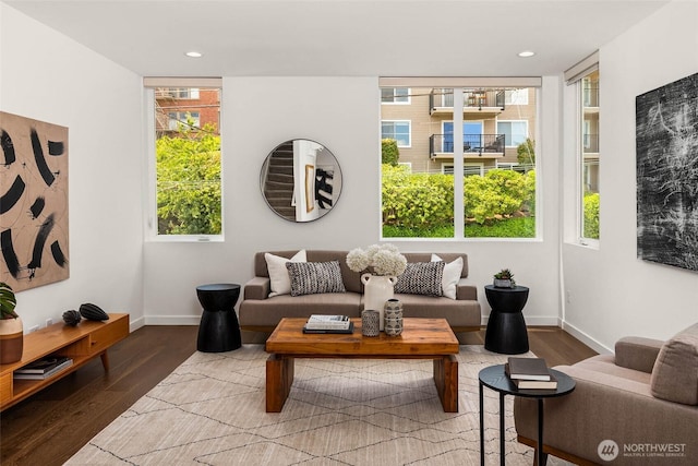 1918 5th Ave N Unit B, Seattle, WA 98109 - living area with plenty of natural light, wood finished floors, and recessed lighting