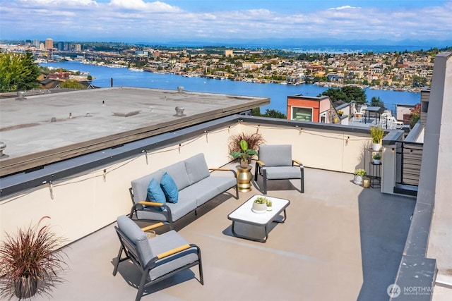 1918 5th Ave N Unit B, Seattle, WA 98109 - patio / terrace with an outdoor living space and a water view