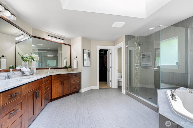 8019 149th Pl SE, Newcastle, WA 98059 - full bathroom featuring vanity, a stall shower, and a bath