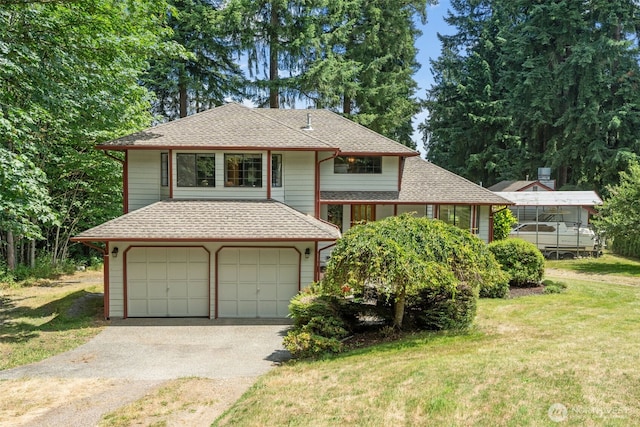 16714 Broadway Ave, Snohomish, WA 98296 - view of front of house with asphalt driveway, an attached garage, a front yard, and roof with shingles
