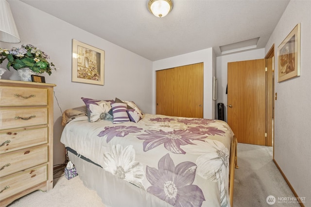 16714 Broadway Ave, Snohomish, WA 98296 - bedroom featuring a closet, light colored carpet, and attic access
