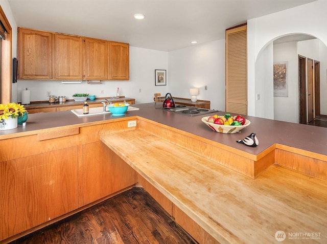 10634 SW Cowan Rd, Vashon, WA 98070 - kitchen with electric cooktop, recessed lighting, and arched walkways