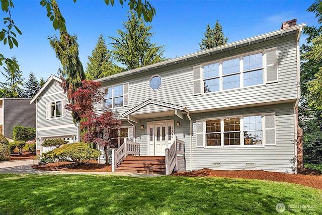 6220 146th Pl SE, Bellevue, WA 98006 - view of front of property featuring a front yard, a chimney, and crawl space