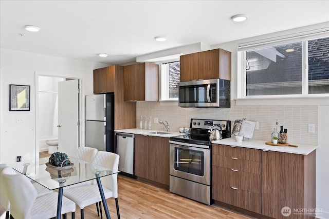 4422 Woodlawn Ave N Unit 213, Seattle, WA 98103 - kitchen with stainless steel appliances, light countertops, and decorative backsplash
