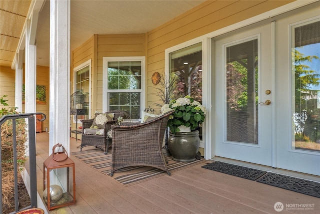 461 Klahhane Rd, Sequim, WA 98382 - view of exterior entry with french doors and covered porch