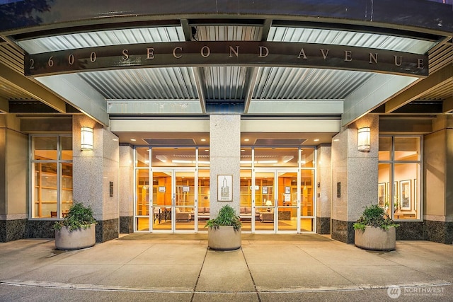2600 2nd Ave Unit 2501, Seattle, WA 98121 - doorway to property featuring stone siding