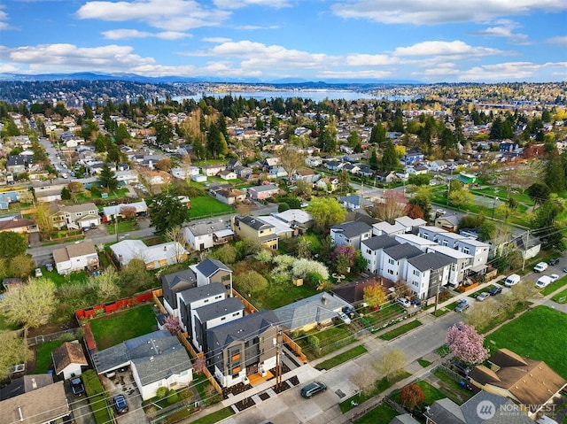 7120 44th Ave S, Seattle, WA 98118 - aerial perspective of suburban area with a water and mountain view