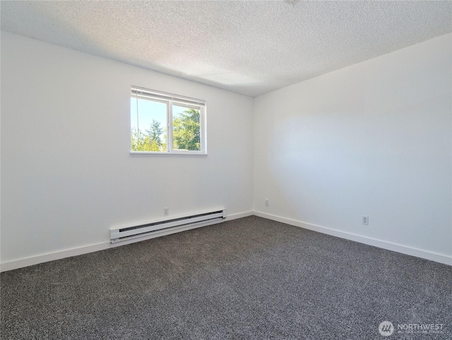 2716 S 256th Pl, Kent, WA 98032 - unfurnished room featuring baseboard heating, dark carpet, and a textured ceiling