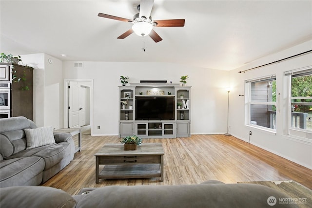 29 Sherburne Rd, Sequim, WA 98382 - living area with ceiling fan and light wood-type flooring