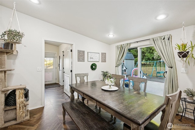 29 Sherburne Rd, Sequim, WA 98382 - dining space with vaulted ceiling, healthy amount of natural light, and recessed lighting