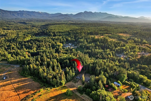 29 Sherburne Rd, Sequim, WA 98382 - aerial overview of property's location featuring a forest and a mountain backdrop