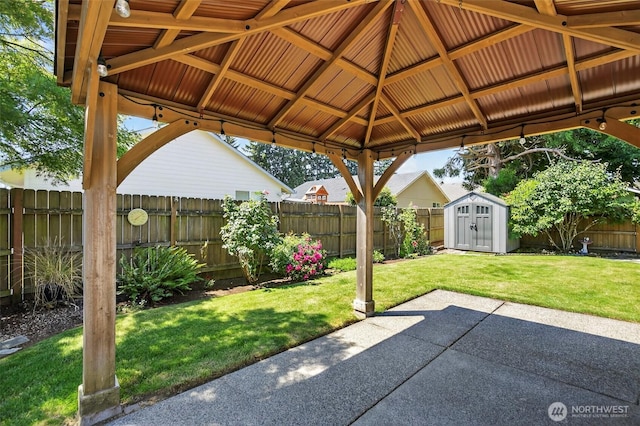 13019 NE 96th Way, Vancouver, WA 98682 - fenced backyard featuring a gazebo, a patio area, and a storage unit