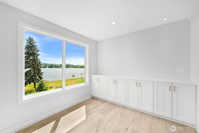610 Northshore Dr Unit 6123, Bellingham, WA 98226 - unfurnished room with light wood-style floors, recessed lighting, and a water view