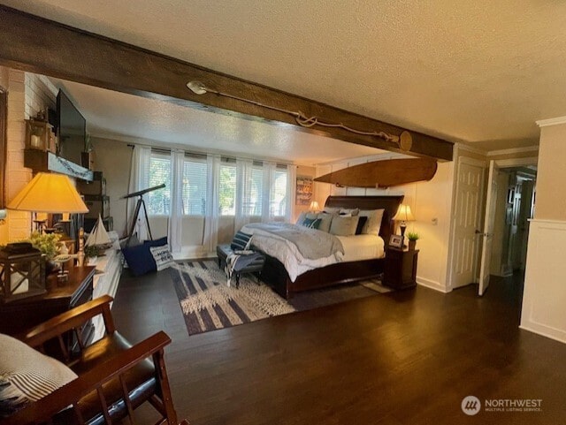1327 Marie View St, Port Angeles, WA 98363 - bedroom featuring a textured ceiling and wood finished floors