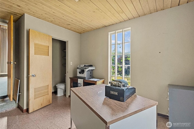 46372 E Main St, Concrete, WA 98237 - office area with wood ceiling and dark aggregate flooring