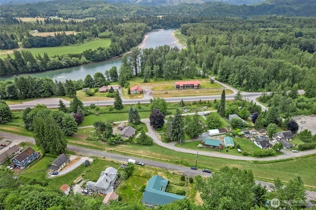 46372 E Main St, Concrete, WA 98237 - aerial view of property and surrounding area featuring a heavily wooded area and a large body of water