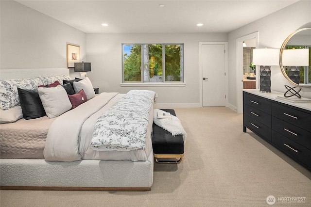 10915 126th Pl NE, Kirkland, WA 98033 - bedroom featuring light carpet and recessed lighting