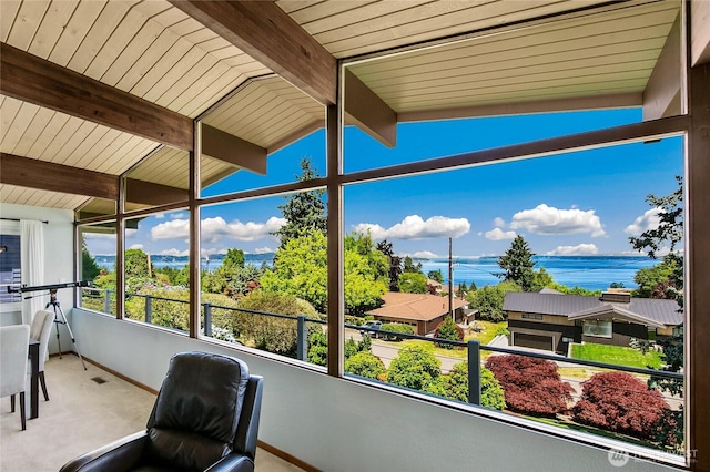 29812 Marine View Dr SW, Federal Way, WA 98023 - sunroom with carpet floors and wood ceiling
