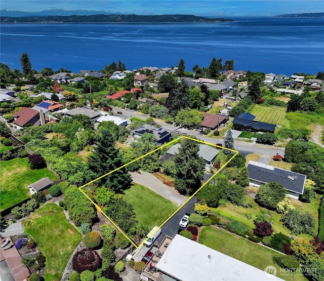 29812 Marine View Dr SW, Federal Way, WA 98023 - aerial perspective of suburban area featuring a nearby body of water and property parcel outlined