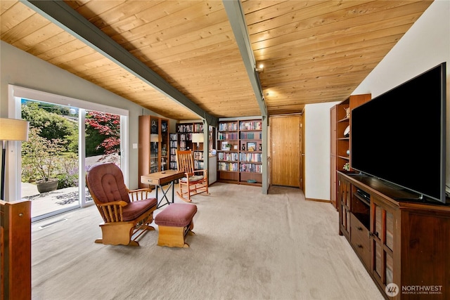 29812 Marine View Dr SW, Federal Way, WA 98023 - living area with light colored carpet and wooden ceiling