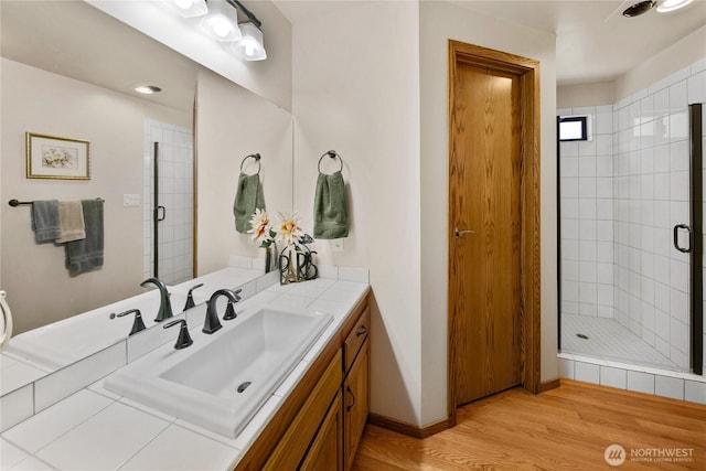 29812 Marine View Dr SW, Federal Way, WA 98023 - full bath with vanity, a stall shower, and wood finished floors