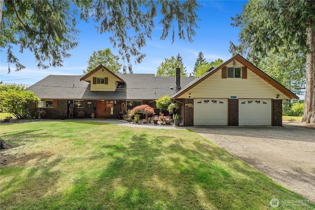 23019 Arlington Heights Rd, Arlington, WA 98223 - traditional home featuring a garage, a front yard, driveway, and brick siding