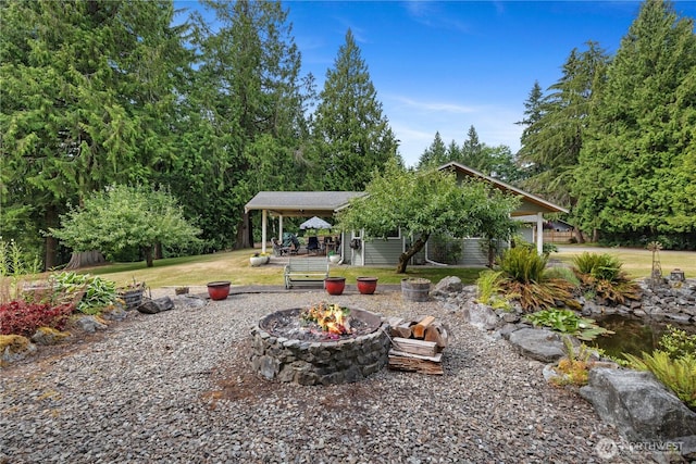 23019 Arlington Heights Rd, Arlington, WA 98223 - view of green lawn with a fire pit