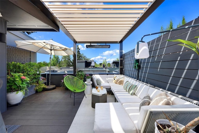 1117 34th Ave Unit B, Seattle, WA 98122 - deck with an outdoor living space and a pergola